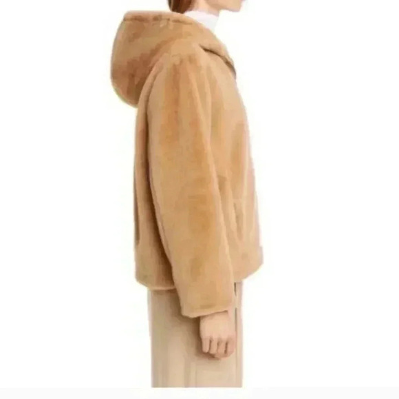 Vince Faux Fur Zip Hoodie - extra small, Sand Dollar - Picture 5 of 12